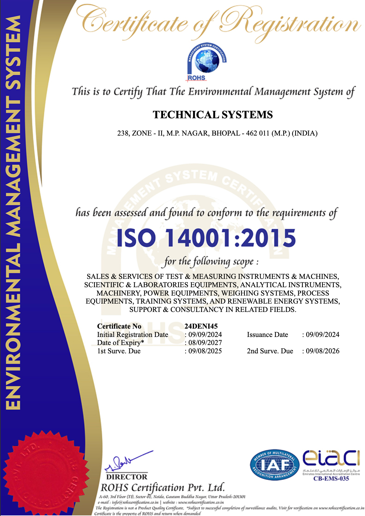 ISO 14001:2015 Certificate