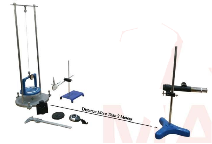 Determine the modulus of rigidity of the material of the given wire and moment of inertia of an irregular body with the help of a torsion table
